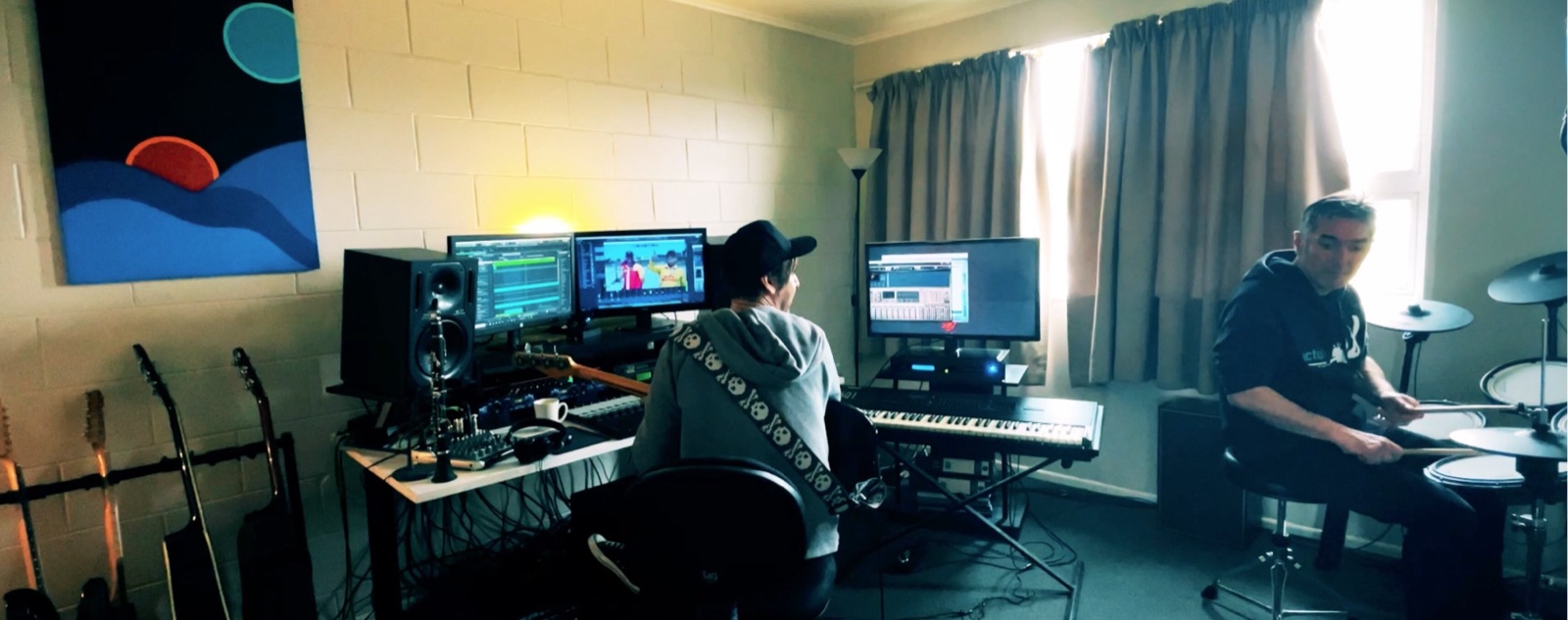 Vision8 studio, guitars and desk
